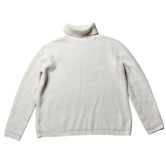 JENNI KAYNE Ribbed Cashmere Turtleneck Sweater In Ivory Size M - Picture 6 of 10